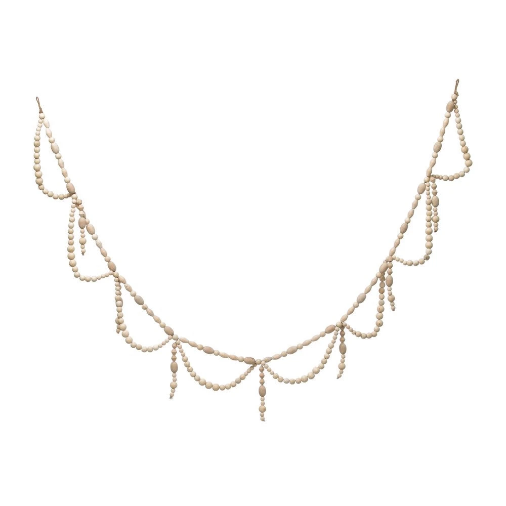 72” Paulownia Wood Bead Swag Garland, Natural 1 72” Paulownia Wood Bead Swag Garland, Natural