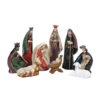 Ceramic Nativity, Multi Color, Set Of 9