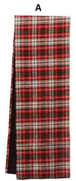 Fabric Plaid Table Runner, Red, 2 Style Options -Winter Gifts Market xm8492aa