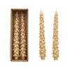 10" Unscented Tree Shaped Taper Candles, Gold, Boxed Set Of 2