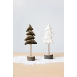 Cotton Velvet Tree With Wood Base, 2 Color Options