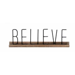 "Believe" Metal And Wood Mantel Table Top Sign