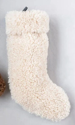 20"H Sherpa Fabric Christmas Stocking, Cream