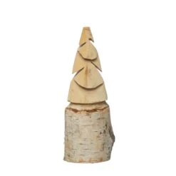 Hand-Carved Birch Wood Tree With Wood Base, 3 Size Options -Winter Gifts Market xs1442 1