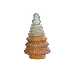Embossed Two-Tone Mercury Glass Tree, Amber Color, 2 Size Options -Winter Gifts Market xs2292