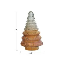 Embossed Two-Tone Mercury Glass Tree, Amber Color, 2 Size Options -Winter Gifts Market xs2292 2