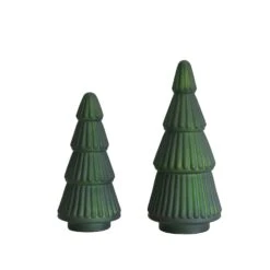 Embossed Mercury Glass Tree, Matte Green, 2 Size Options