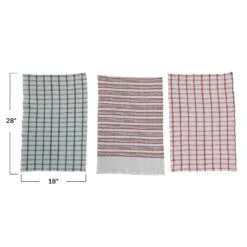 Christmas Kitchen Tea Towel With Stripes/Grid Pattern Style Options, 3 Style Options -Winter Gifts Market xs3353a 3