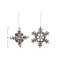 Jeweled Snowflake Ornament, Champagne Finish, 2 Style Options -Winter Gifts Market xs3455a 3